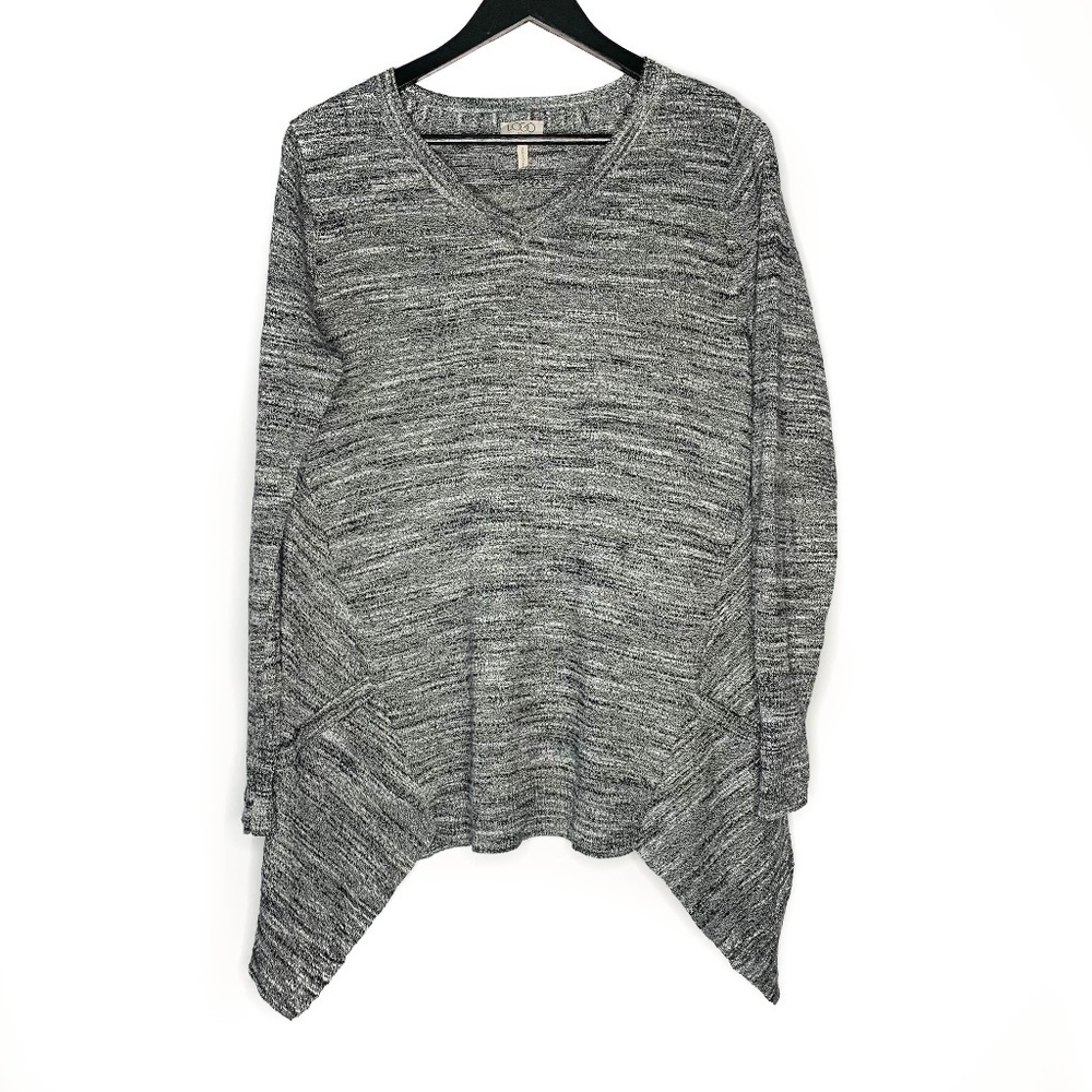 LOGO Lori Goldstein Sweater Tunic Long Sleeve Cotton Cashmere Sharkbite Size S